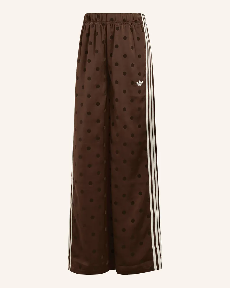 adidas Track Pants Satin Polka Dots Wide Leg braun Braun