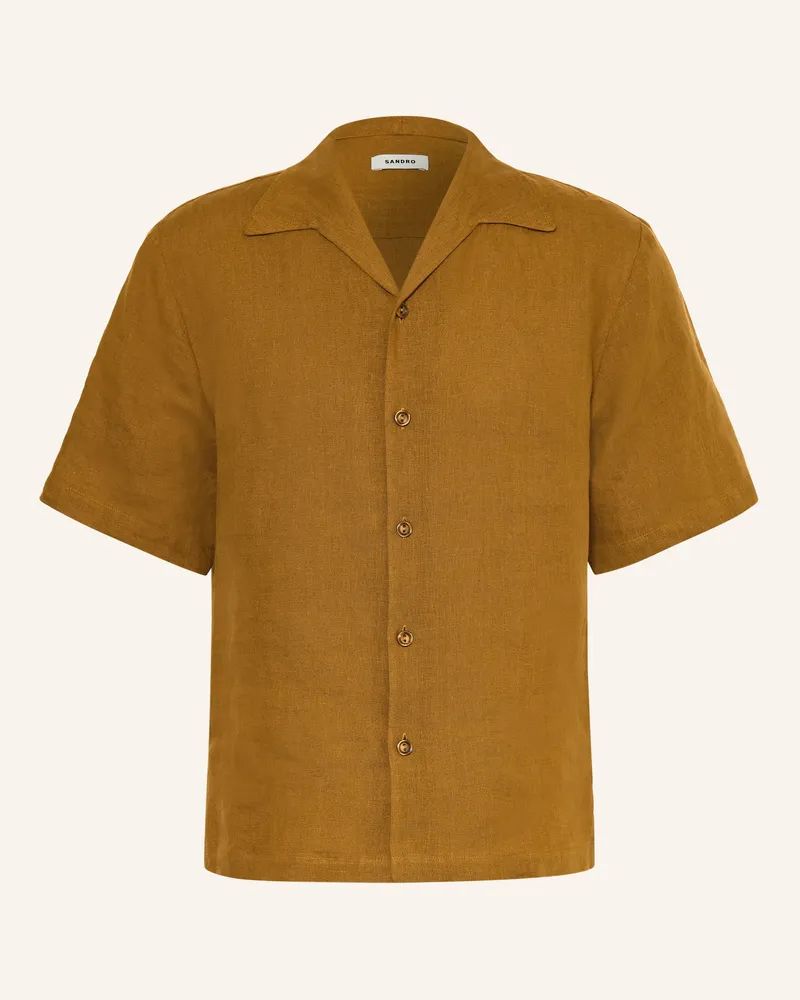 Sandro Resorthemd Regular Fit Aus Leinen braun Cognac