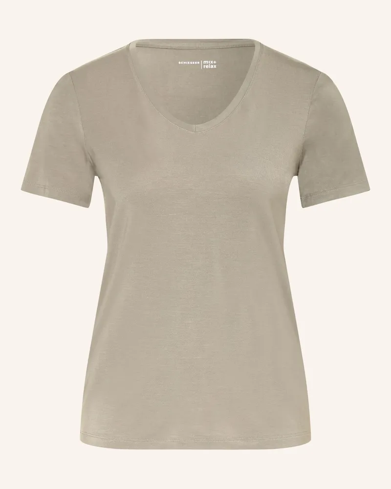 Schiesser Schlafshirt Mix+Relax gruen Khaki