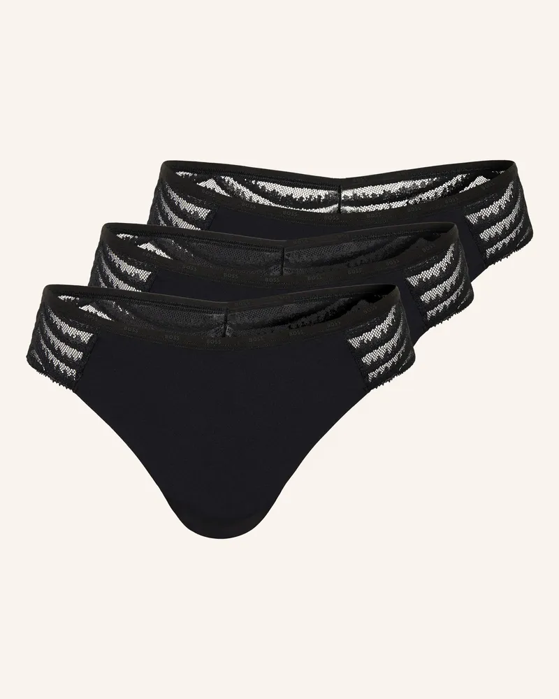 HUGO BOSS 3er-Pack Strings Lace schwarz Schwarz