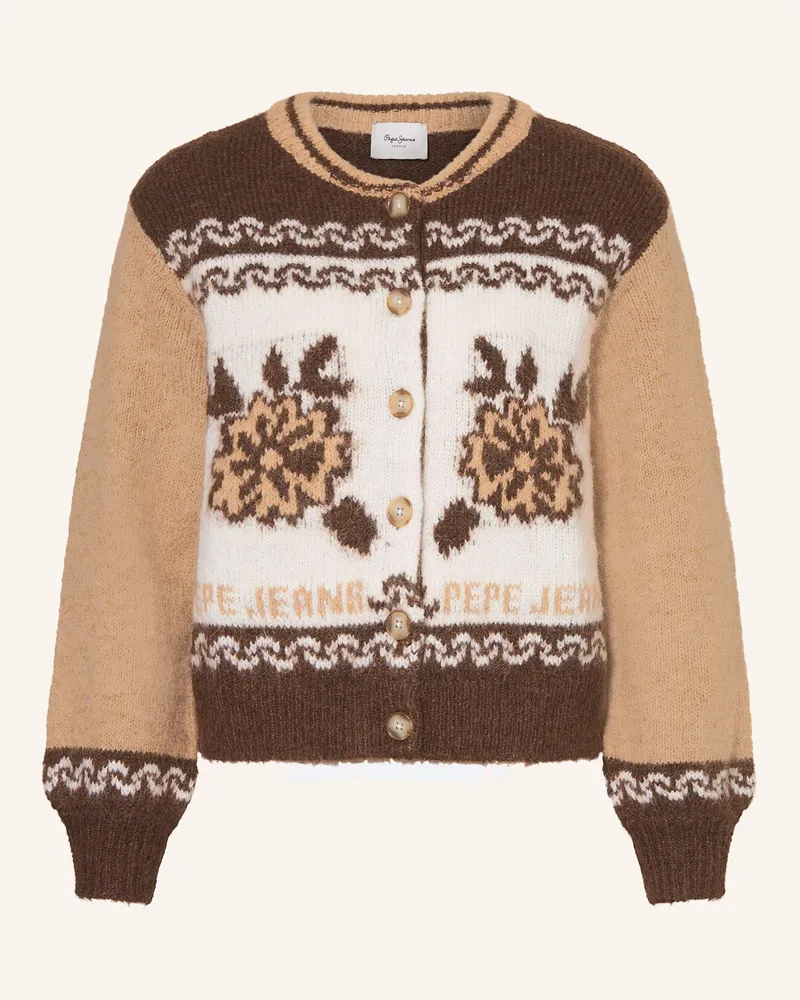 Pepe Jeans Strickjacke Centa weiss Hellbraun
