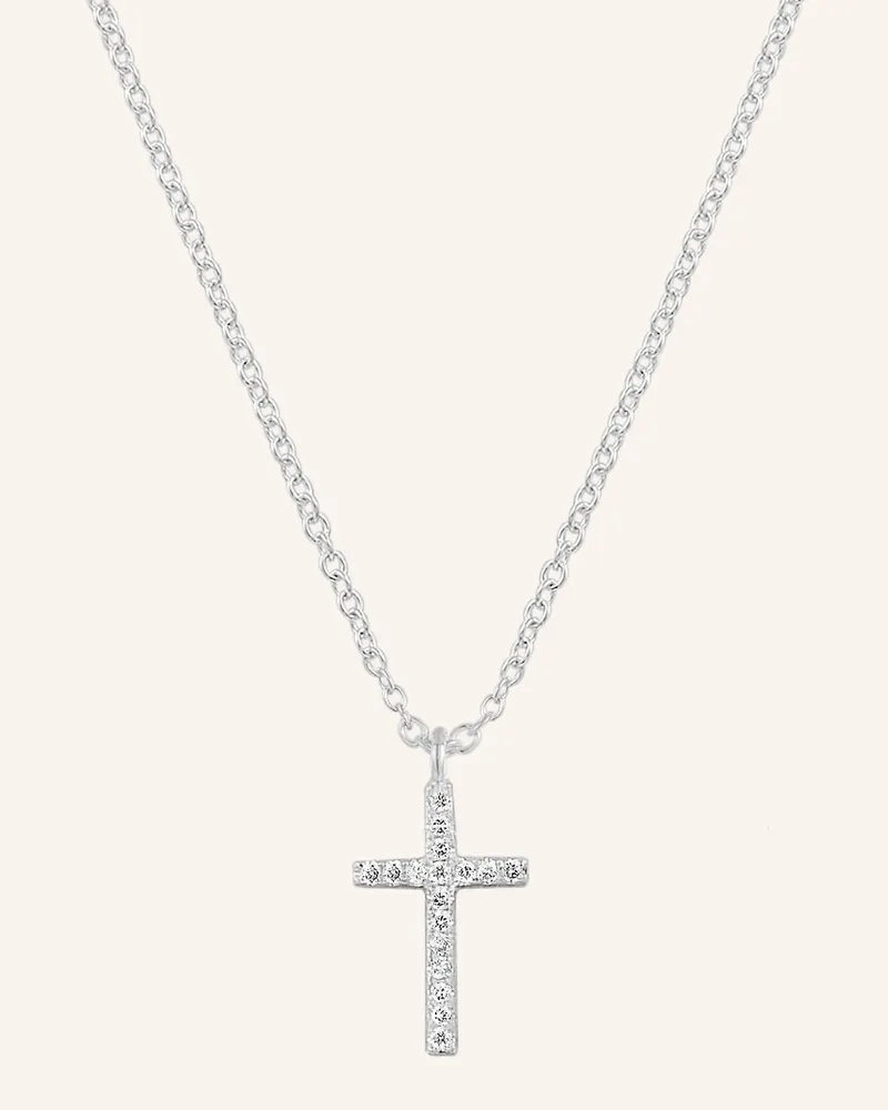 Leaf Halskette Kreuz Aus 18 Karat Weißgold Mit Diamanten silber Weissgold