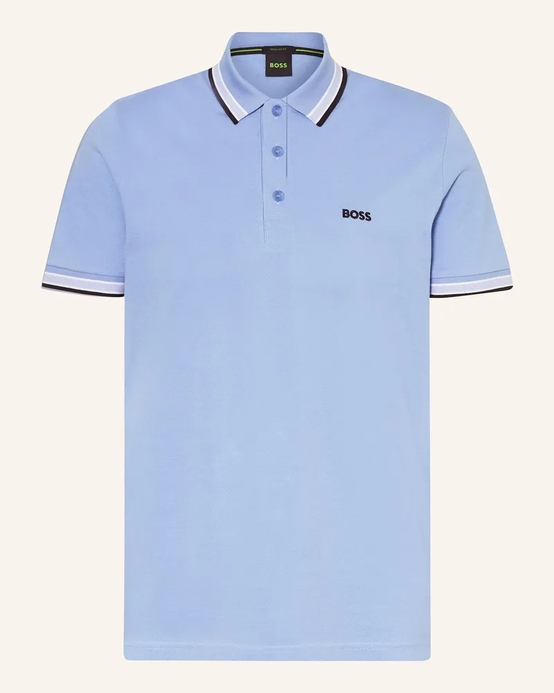 HUGO BOSS Piqué-Poloshirt PADDY CURVED Regular Fit Blau