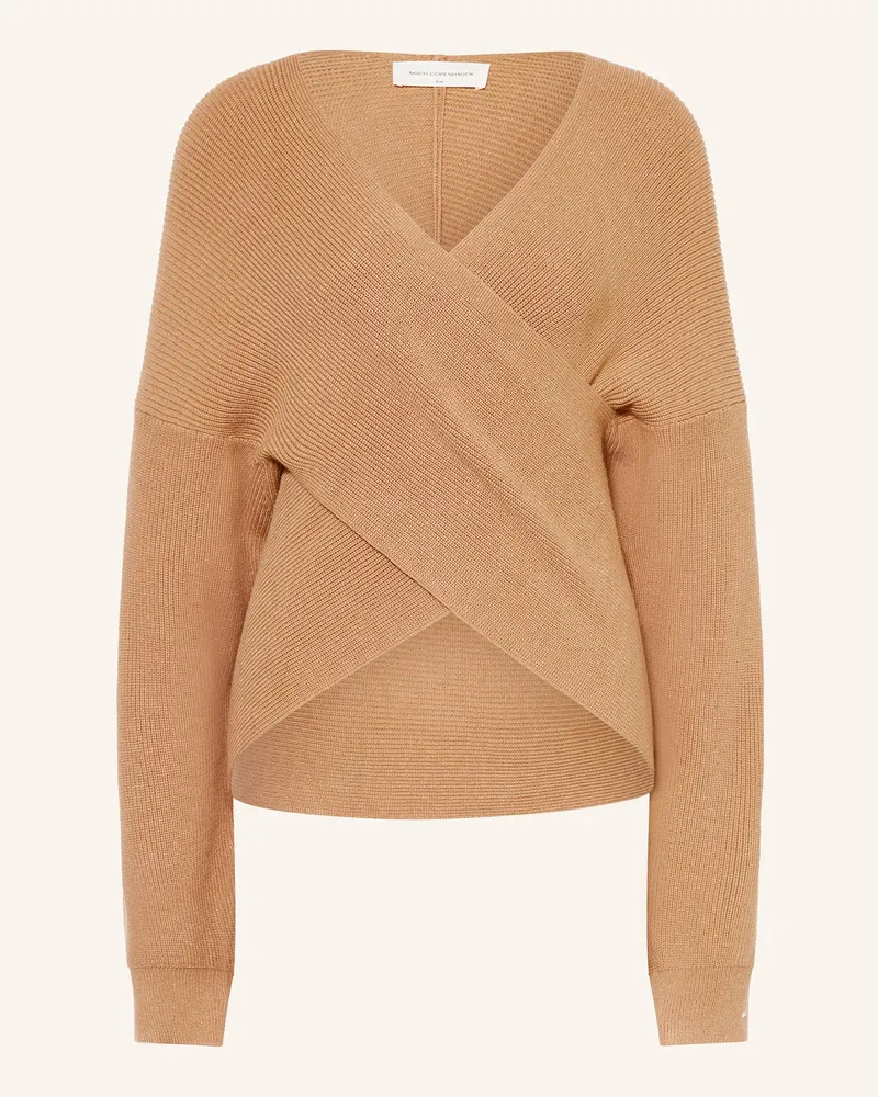 MOSS COPENHAGEN Pullover MSCHZINELLE in Wickeloptik Hellbraun