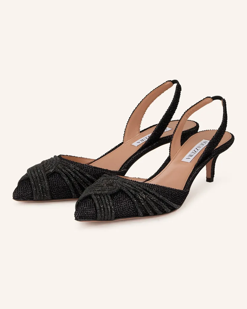 Aquazzura Slingpumps GATSBY SLING mit Schmucksteinen Schwarz