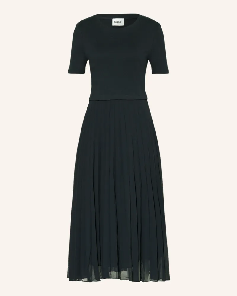 Claudie Pierlot Kleid im Materialmix mit Plissees Dunkelblau