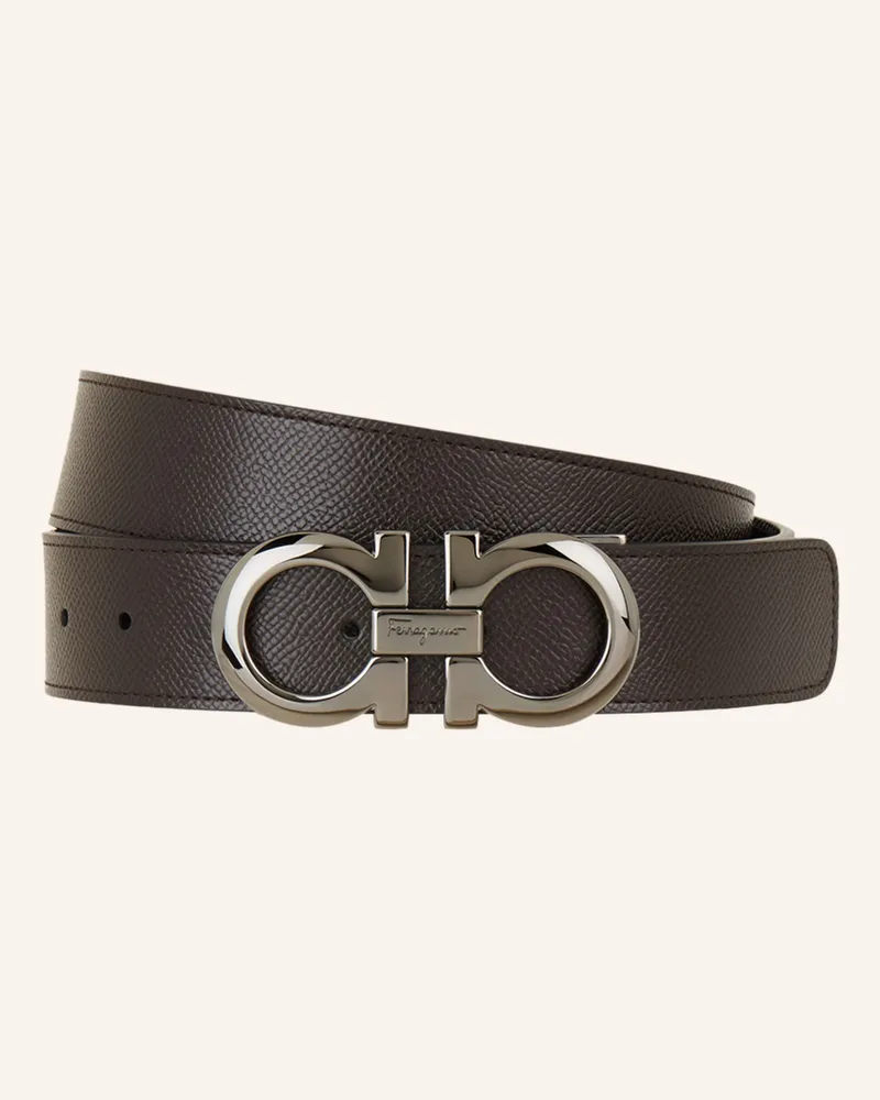 Ferragamo Ledergürtel zum Wenden Schwarz