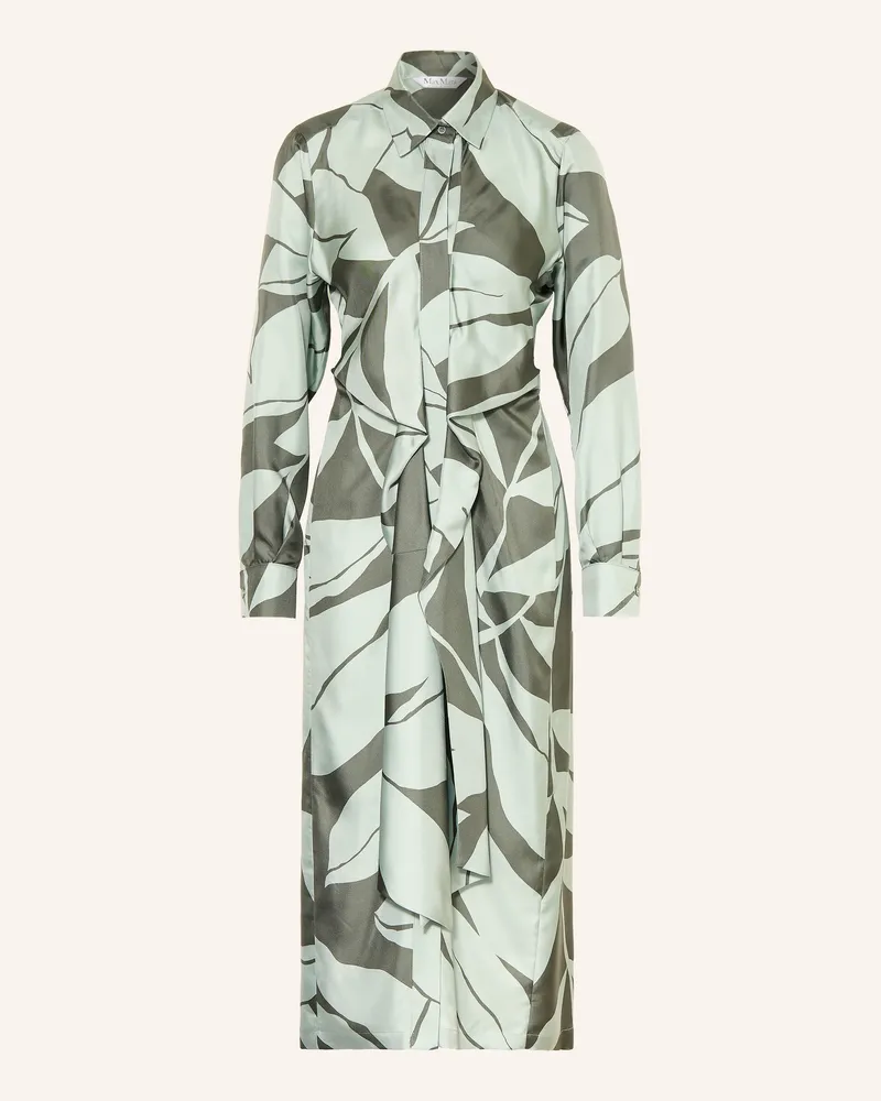 Max Mara Hemdblusenkleid ROBINIA aus Satin Hellgrün