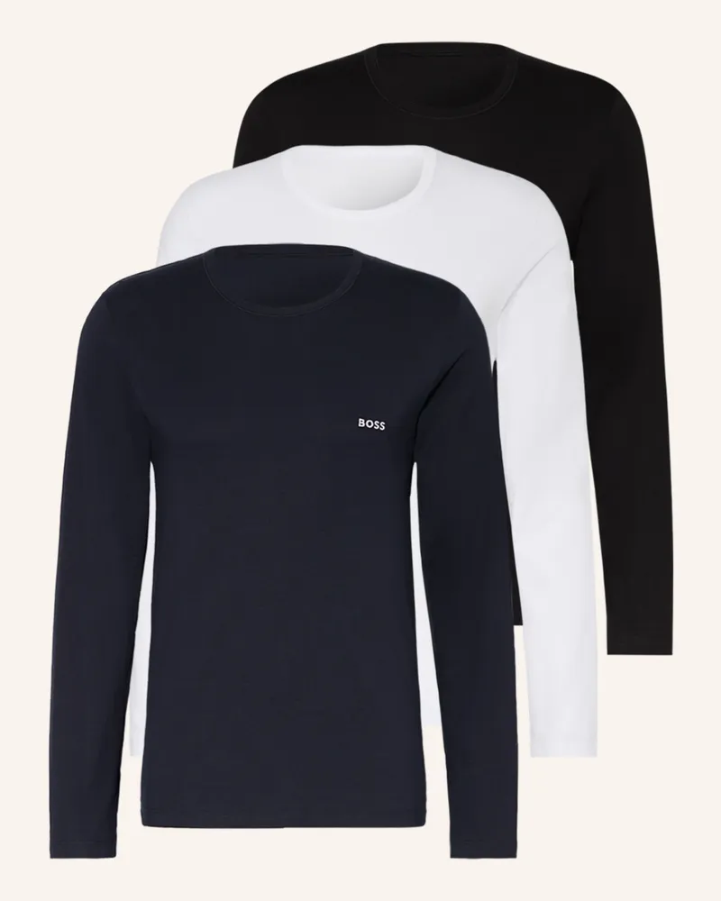 HUGO BOSS 3er-Pack Longsleeves Schwarz