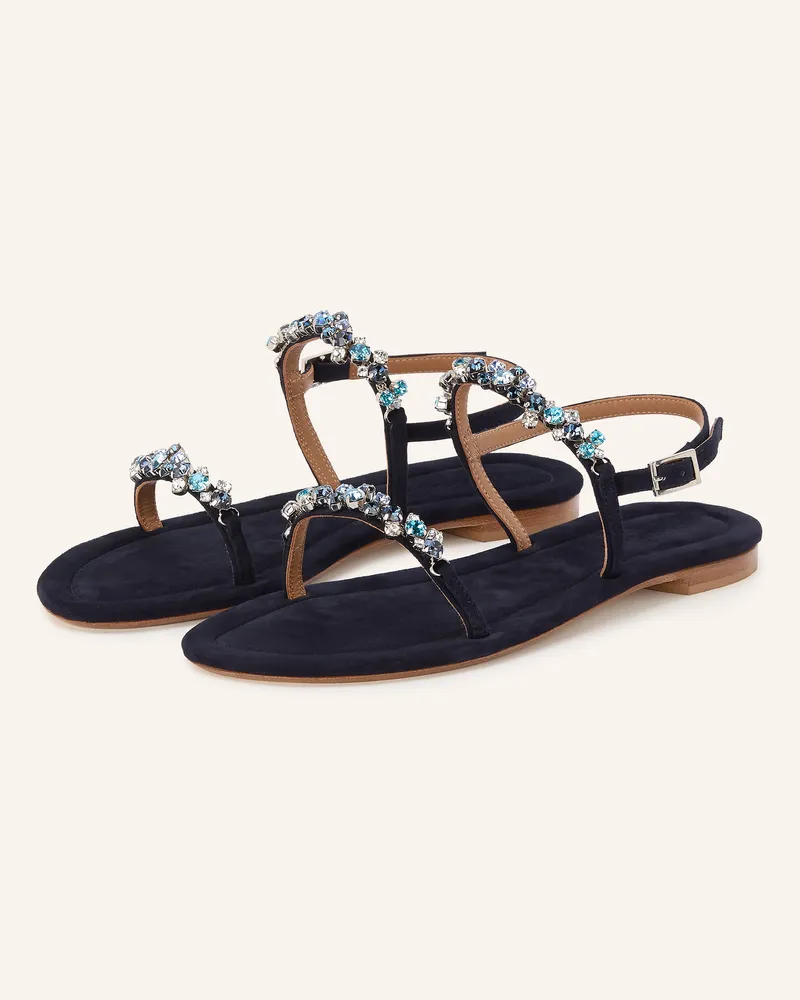 Viamercanti Sandalen mit Schmucksteinbesatz Dunkelblau