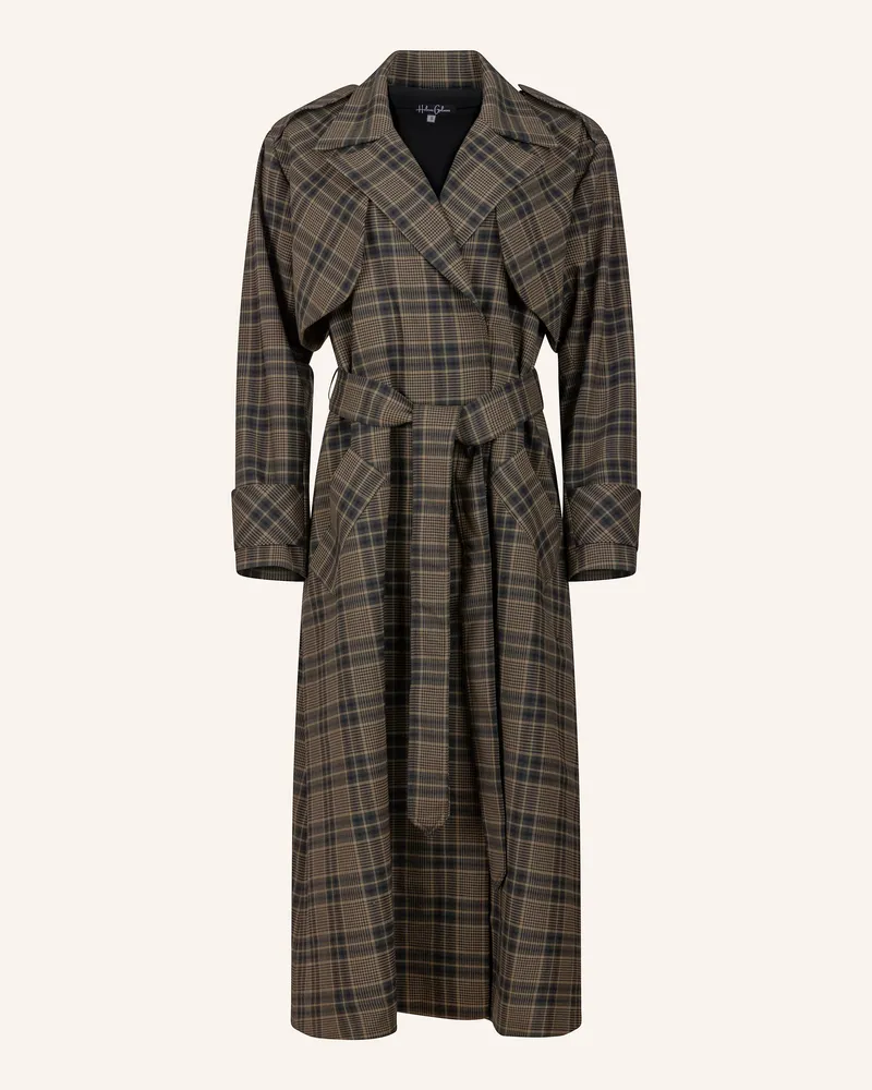 Helene Galwas Karierter Maxi Trenchcoat Jarla gruen Oliv