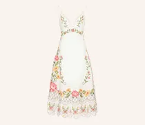 Leinenkleid Mit Spitze Und Cut-Out weiss