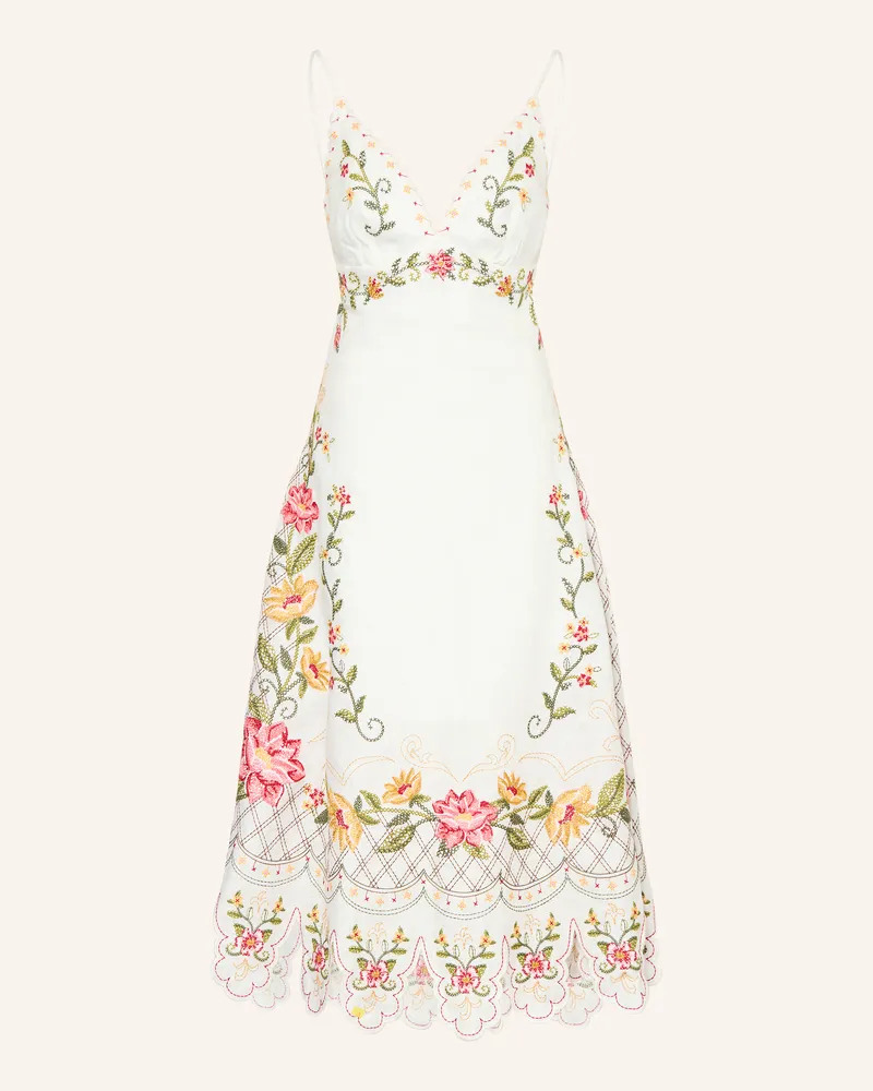 FARM Rio Leinenkleid Mit Spitze Und Cut-Out weiss Weiss