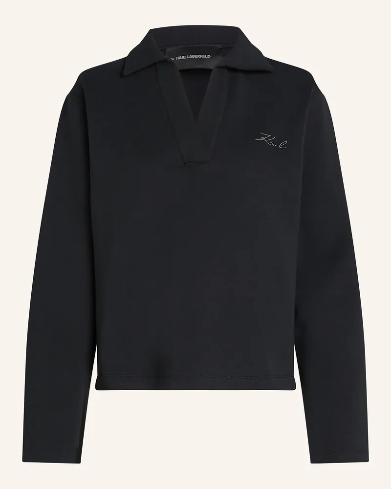 Karl Lagerfeld SWEATSHIRT MIT V-AUSSCHNITT Schwarz