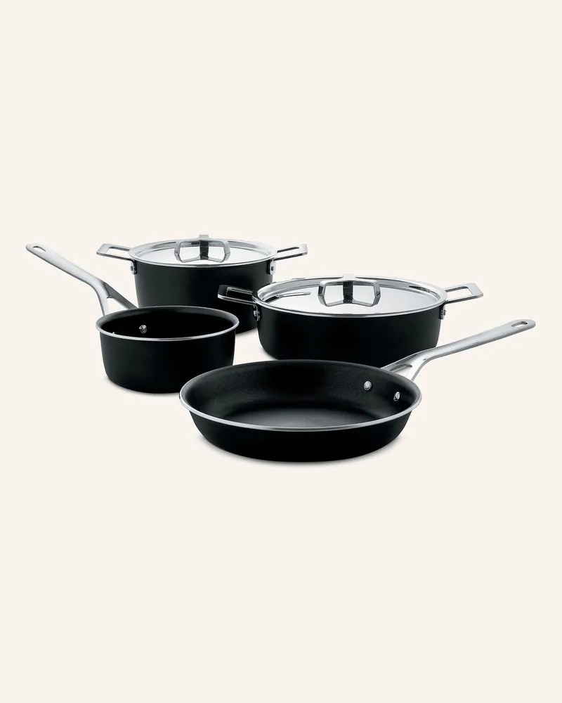 Alessi 6-Tlg. Kochgeschirr-Set Pots&Pans schwarz Schwarz