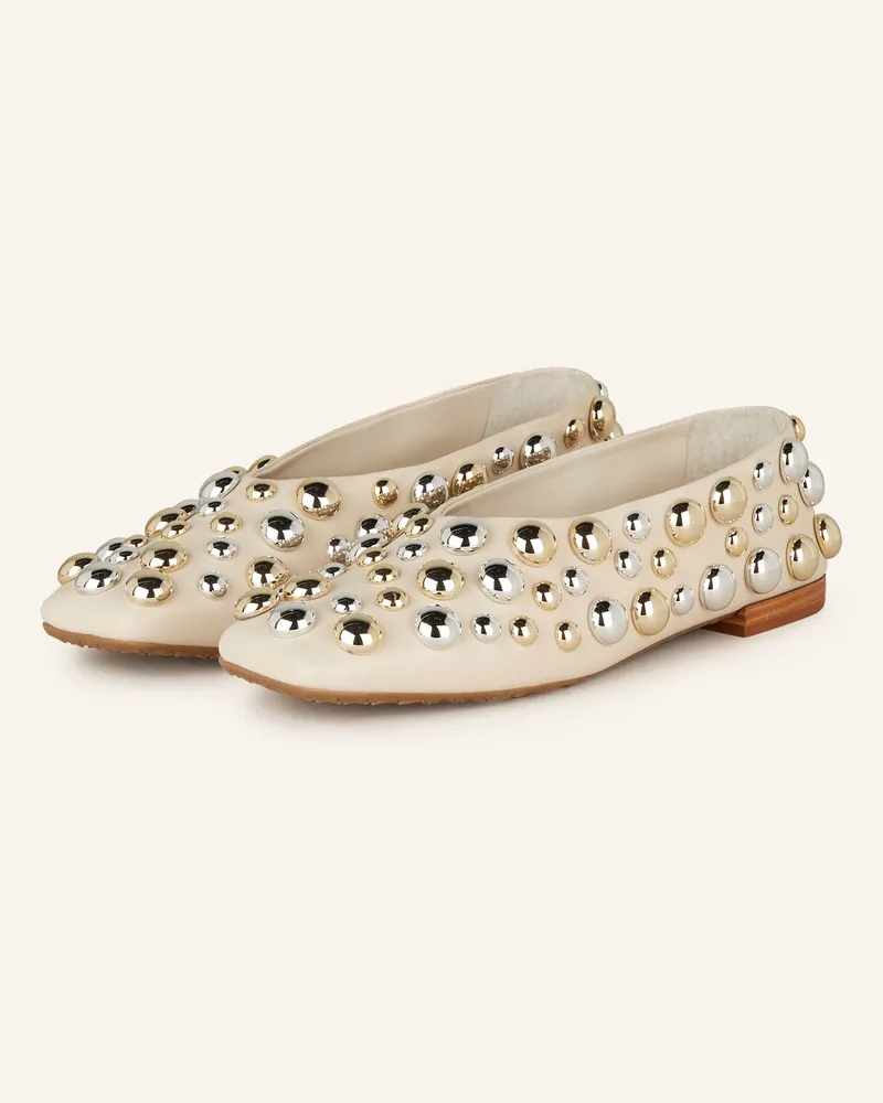 CARRANO Ballerinas mit Nieten Creme