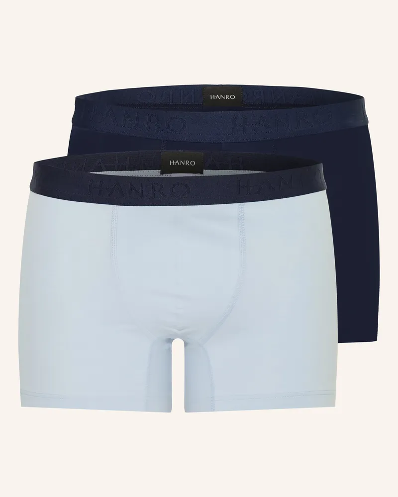 Hanro 2er-Pack Boxershorts Cotton Essentials blau Hellblau