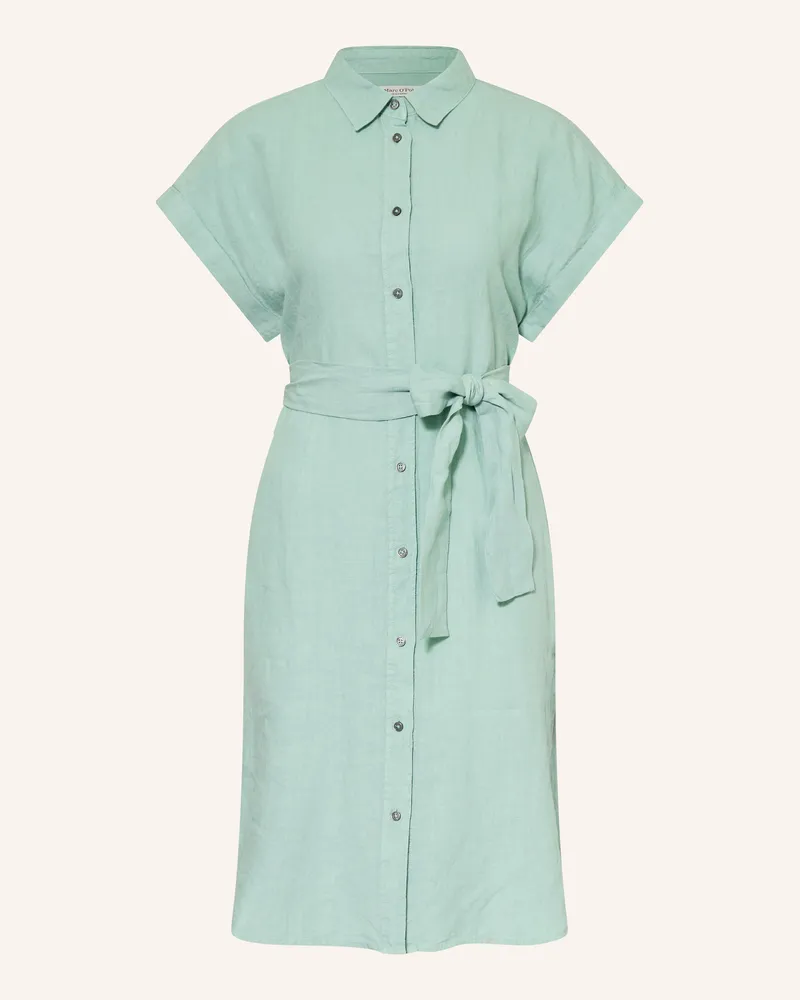 Marc O'Polo Hemdblusenkleid aus Leinen Türkis