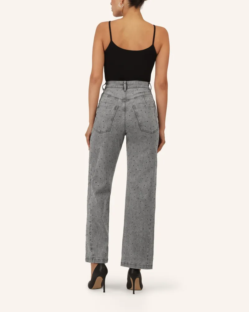 Apart Weite Jeans mit Kristallsteinen Grau