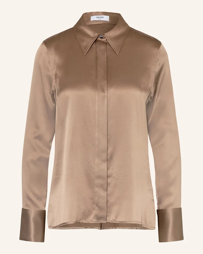 Reiss Hemdbluse Ameira Aus Seide braun Taupe