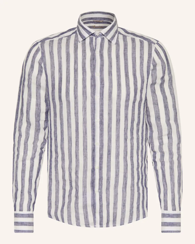 Stenströms Leinenhemd Slimline Fit blau Dunkelblau