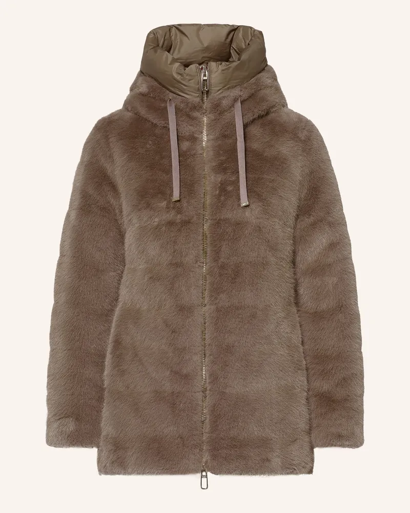 DUNO Lightweight-Daunenjacke Andrada Mit Kunstfell beige Hellbraun