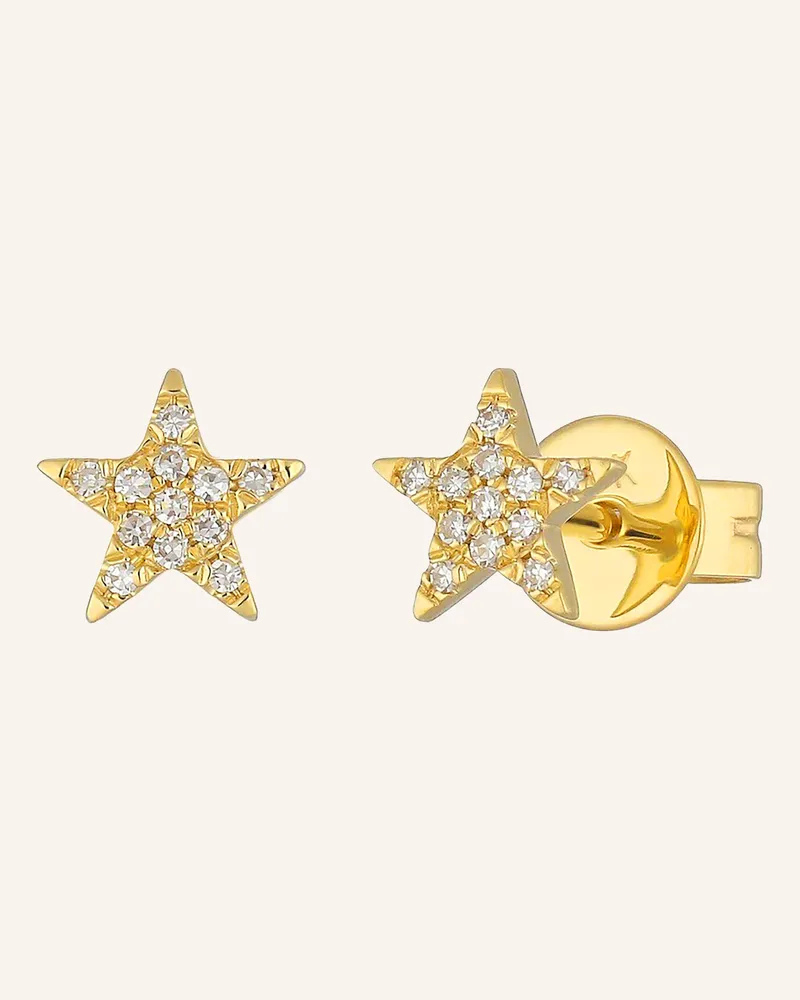 Leaf Ohrstecker STAR 18 Karat Gelbgold mit Diamanten Gold
