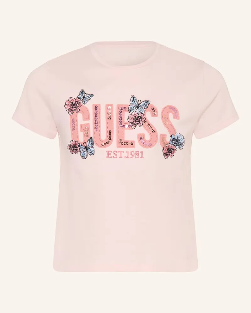Guess T-Shirt mit Pailletten Hellrosa