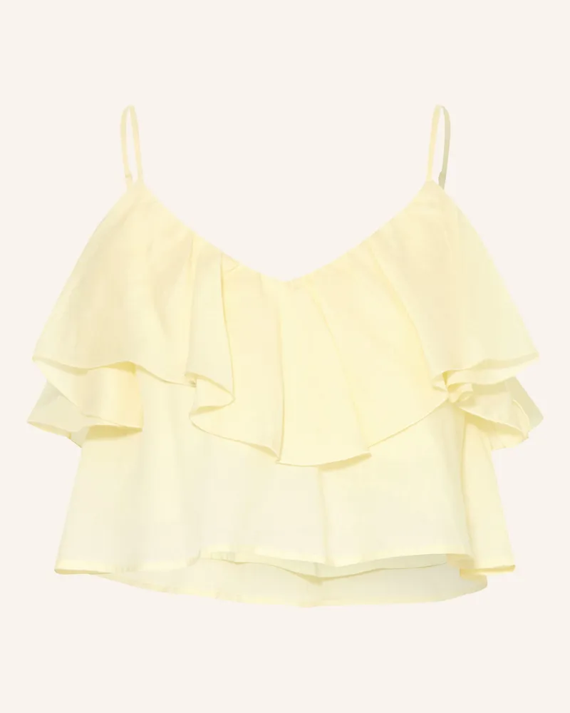 Mrs & HUGS Blusentop Mit Volants gelb Hellgelb