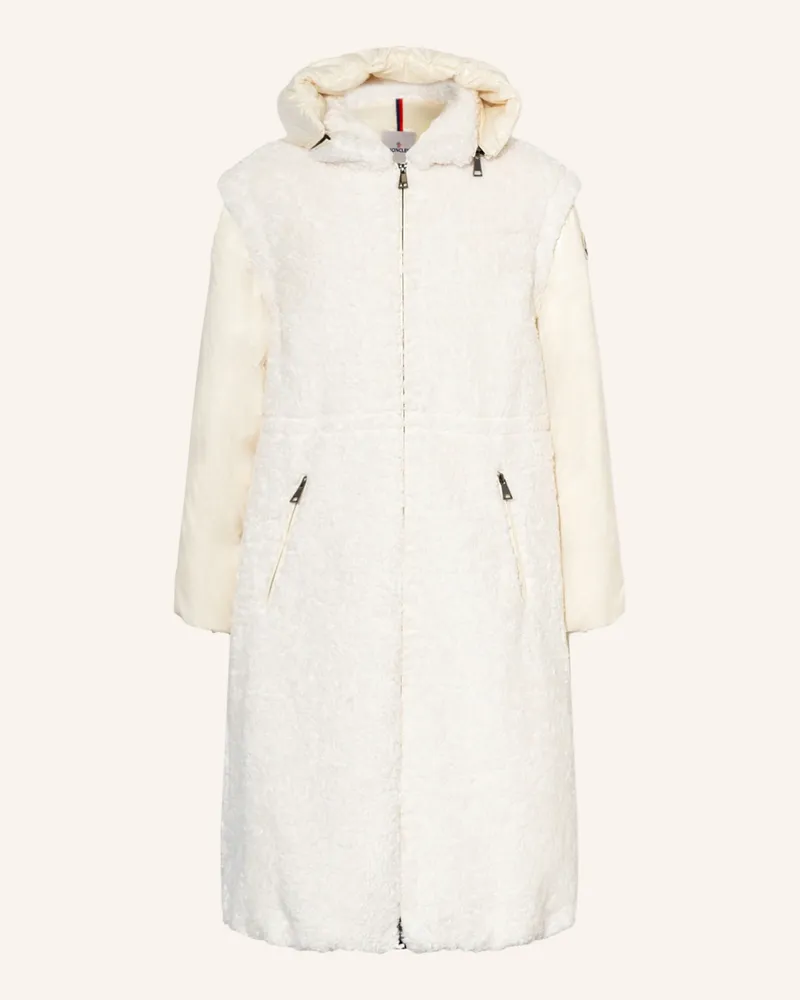 Moncler Daunenjacke im Materialmix mit abnehmbaren Ärmeln Ecru