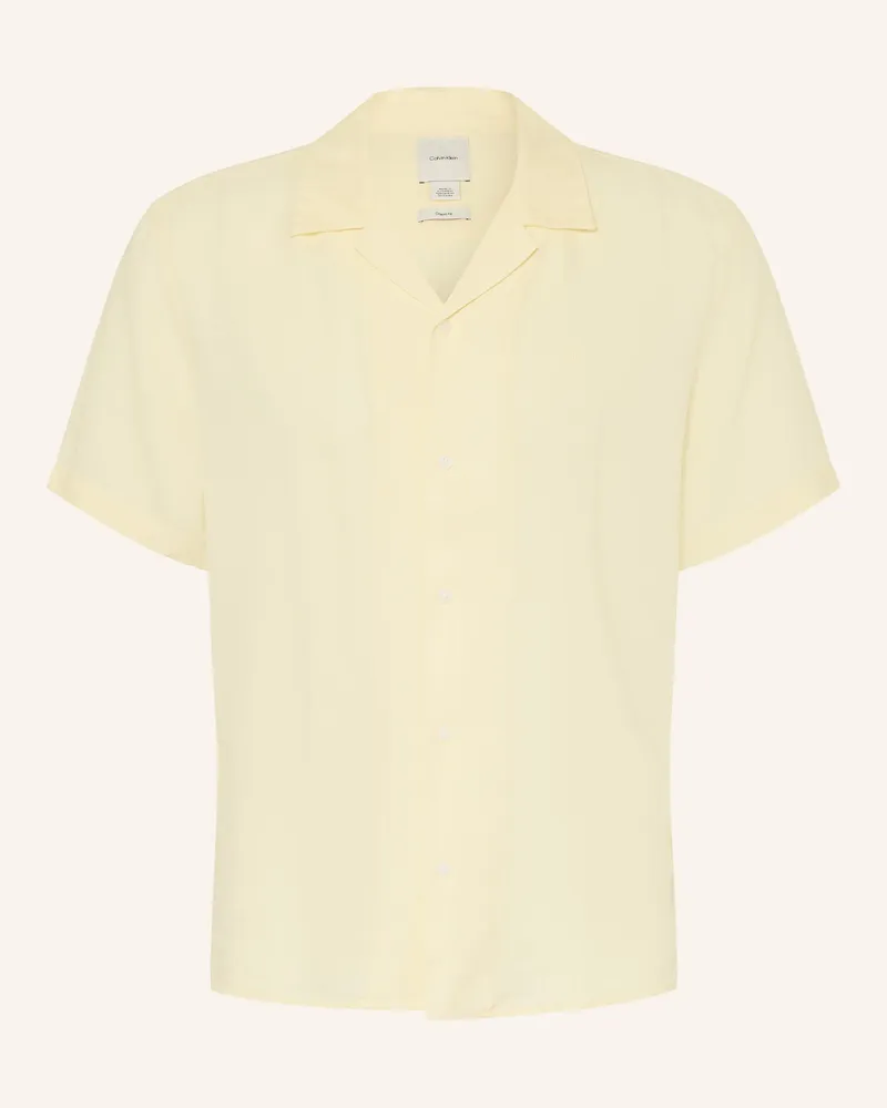 Calvin Klein Resorthemd Classic Fit Mit Leinen gelb Hellgelb