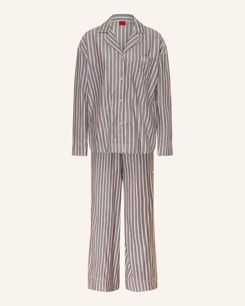HUGO BOSS Schlafanzug Flannel Set rosa Grau
