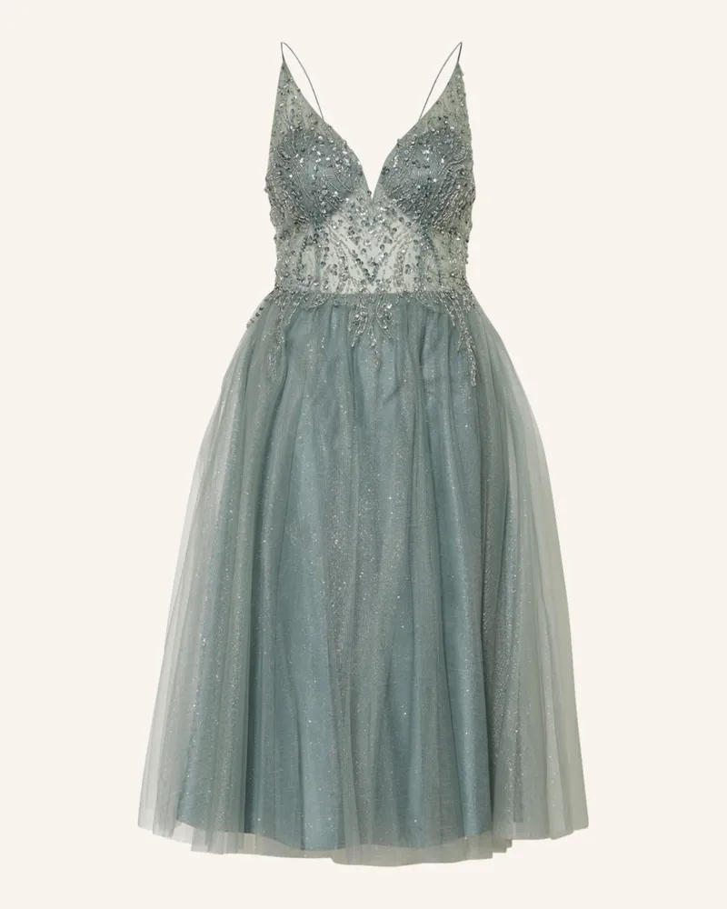 Unique Cocktailkleid mit Pailletten und Schmuckperlen Grün