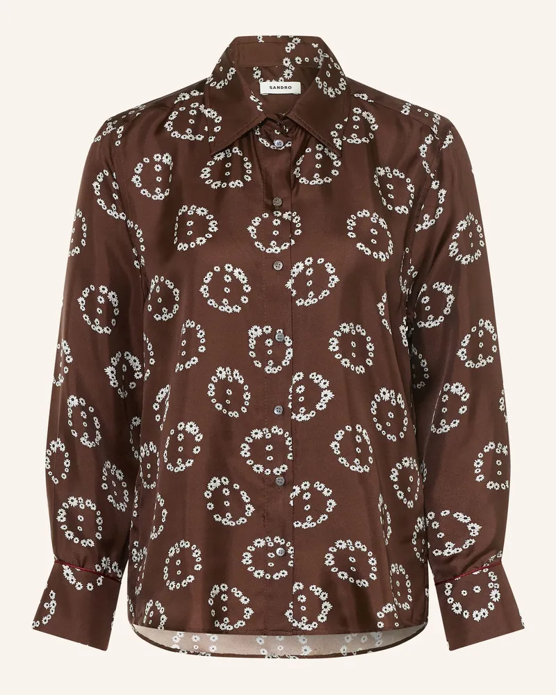 Sandro Hemdbluse Aus Seide braun Dunkelbraun