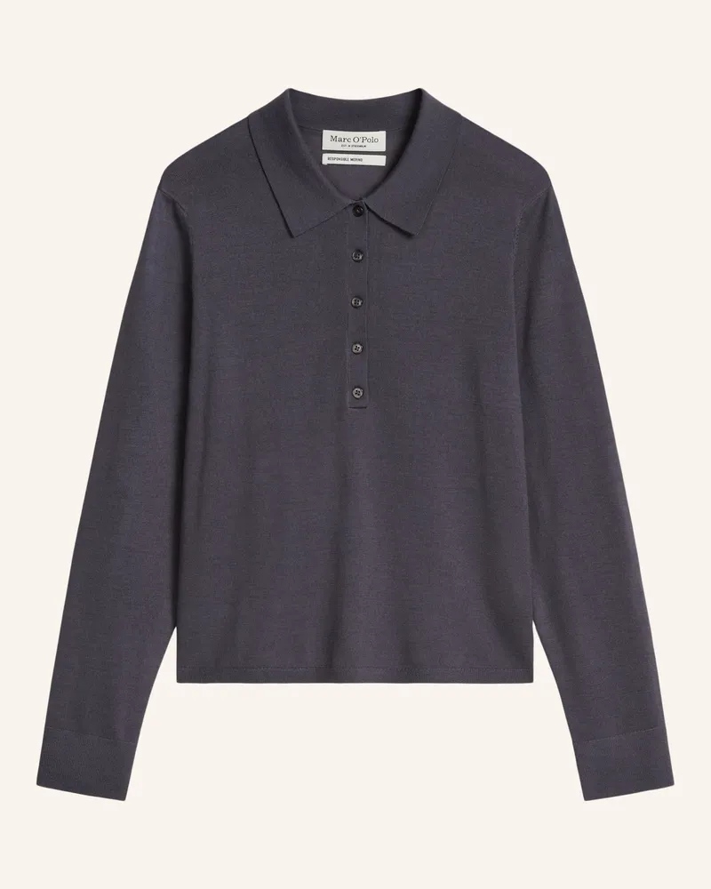 Marc O'Polo Feinstrick-Poloshirt grau Dunkelgrau