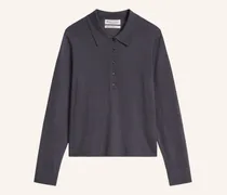 Feinstrick-Poloshirt grau
