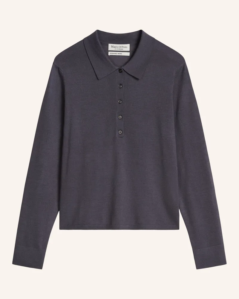 Marc O'Polo Feinstrick-Poloshirt grau Dunkelgrau