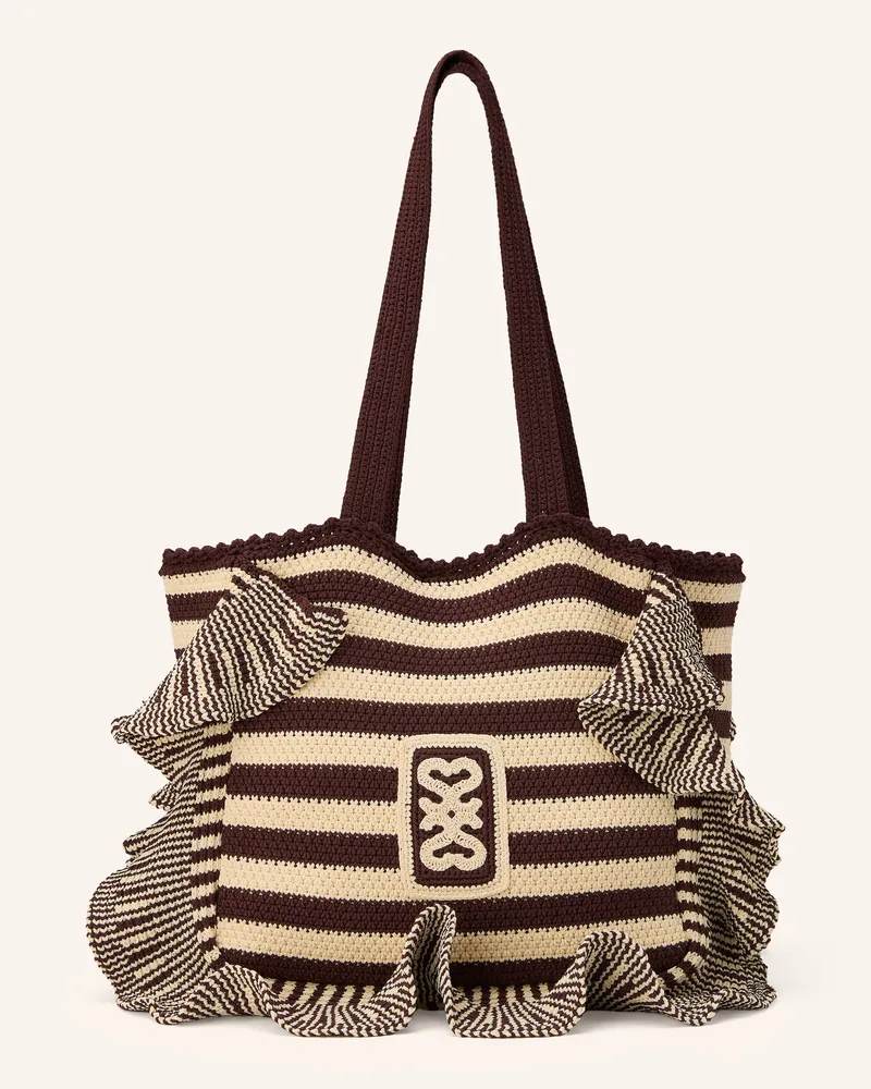 Sandro Shopper mit Volants Ecru