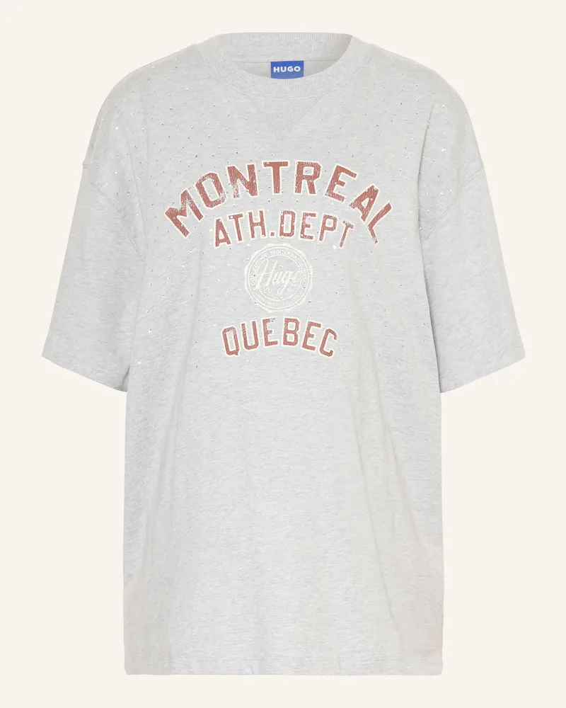 HUGO BOSS Oversized-Shirt Daveley Mit Schmucksteinen grau Hellgrau