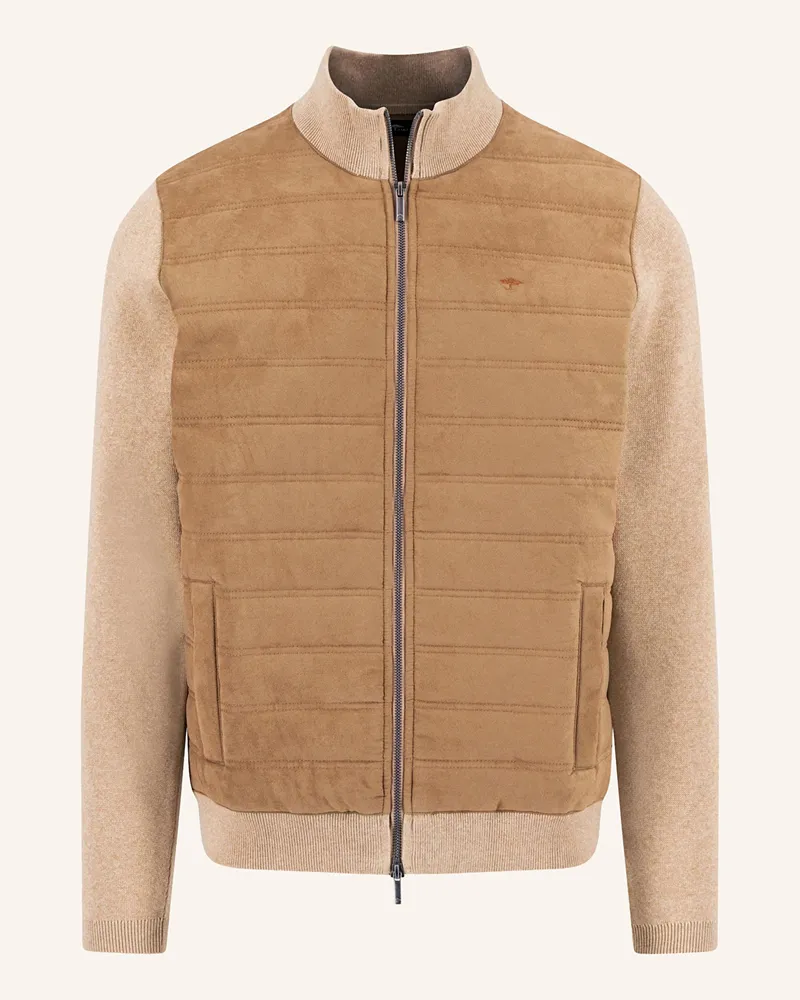 Fynch-Hatton Strickjacke im Materialmix Hellbraun