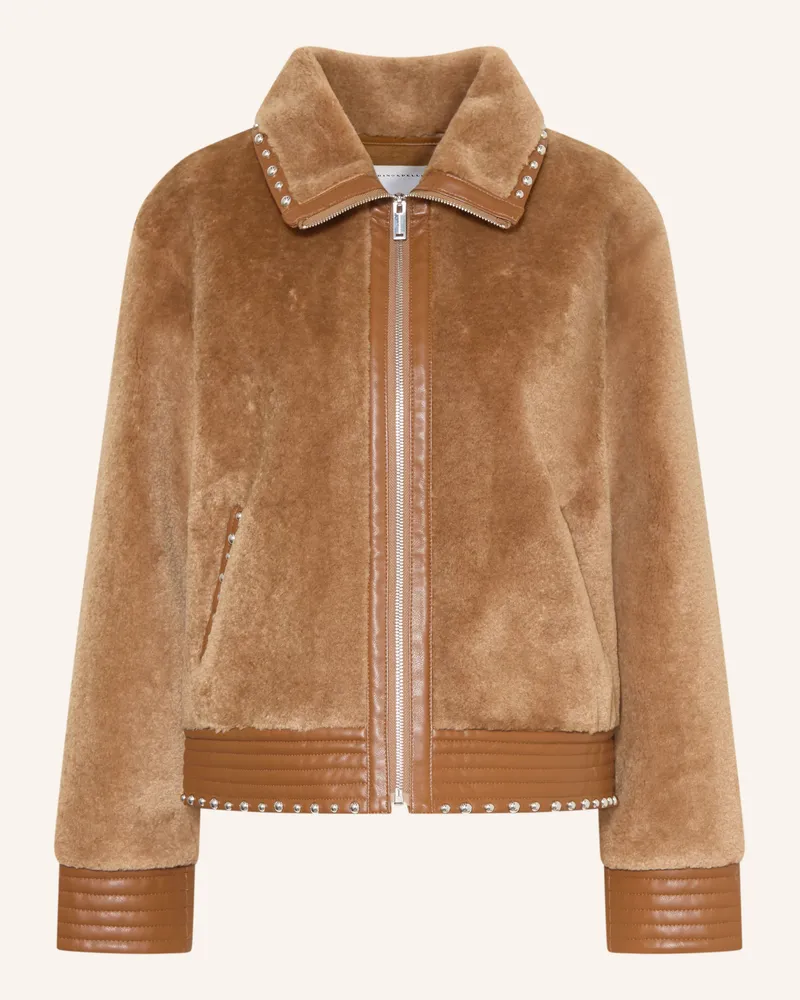 RINO & PELLE Kunstfell-Jacke Danisha Mit Nieten braun Beige