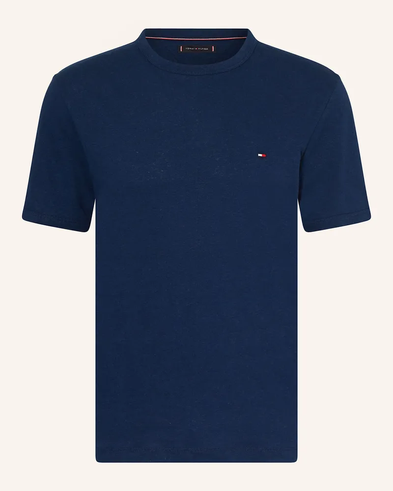 Tommy Hilfiger T-Shirt mit Leinen Dunkelblau