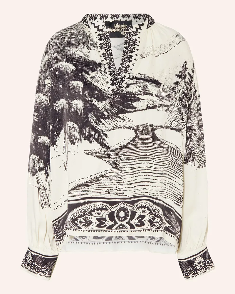 Yippie Hippie Blusenshirt aus Satin Schwarz