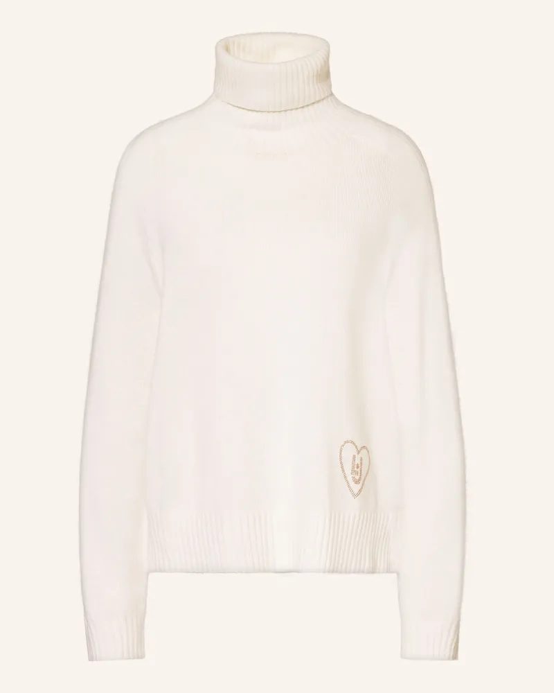 Liu Jo Rollkragenpullover mit Schmucksteinen Ecru
