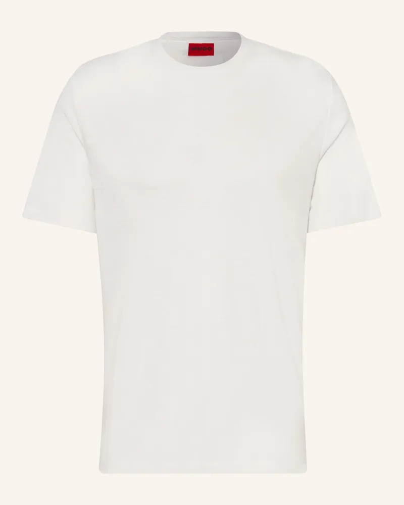 HUGO BOSS T-Shirt Dulerostee Mit Leinen weiss Weiss