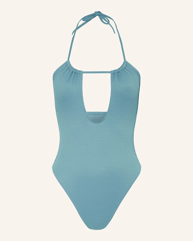Calvin Klein Set: Neckholder-Badeanzug und Harrgummi Blau