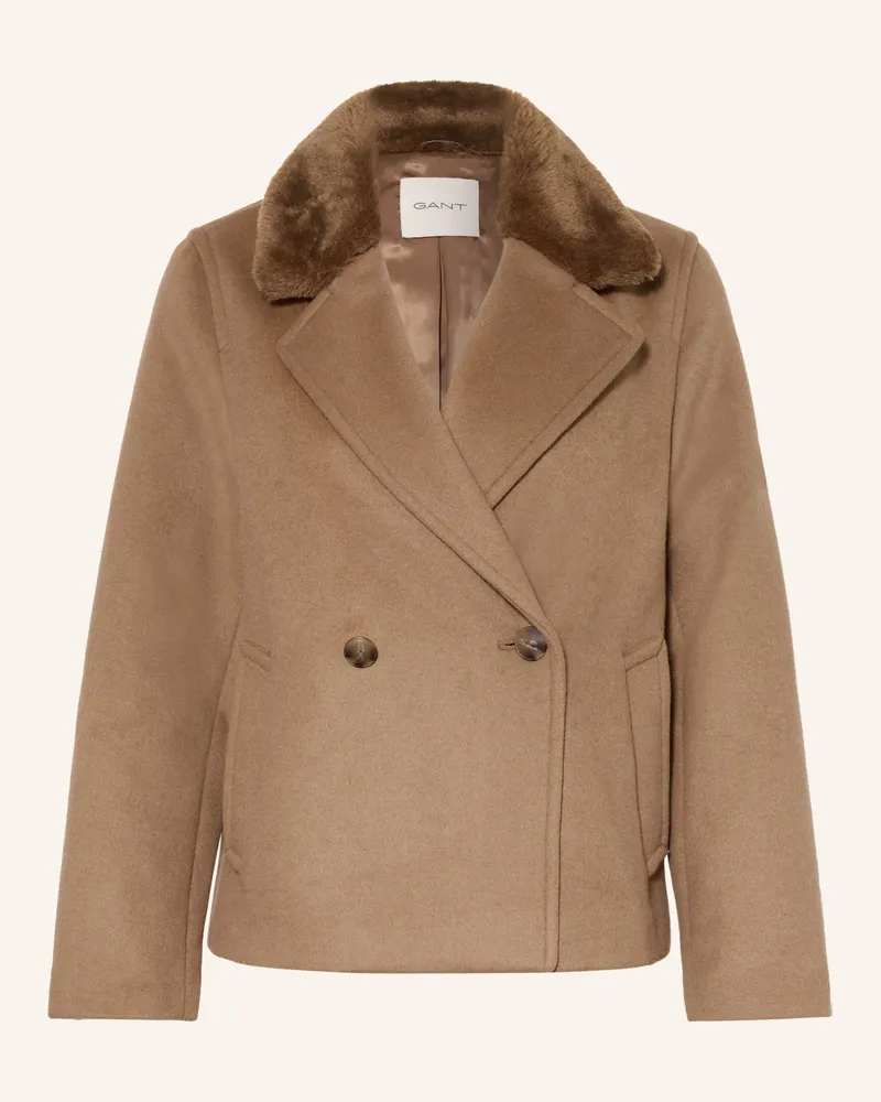 Gant Jacke Mit Kunstpelz braun Camel
