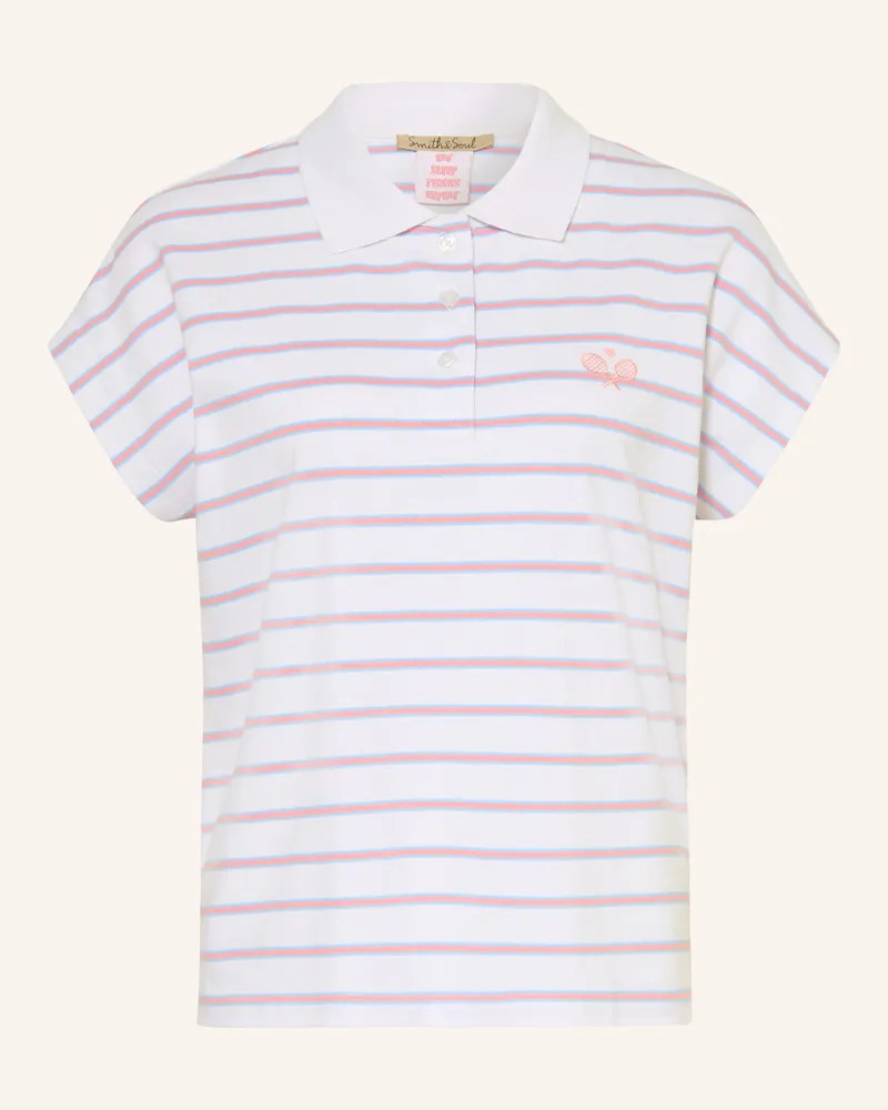 Smith & Soul Piqué-Poloshirt blau Weiss