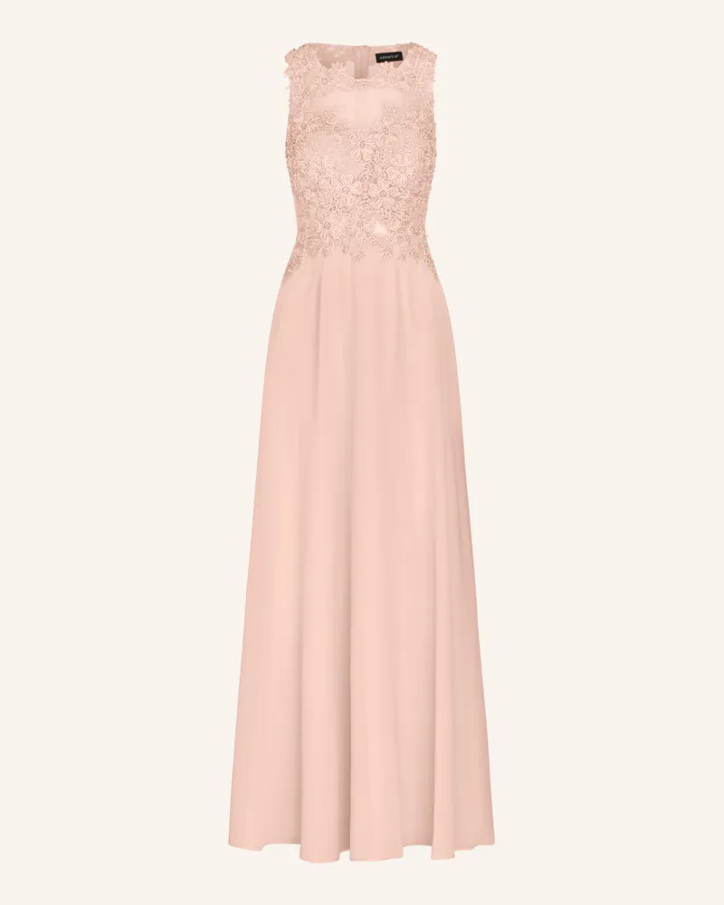 Apart Abendkleid mit Spitze und Schmucksteinen Rosé