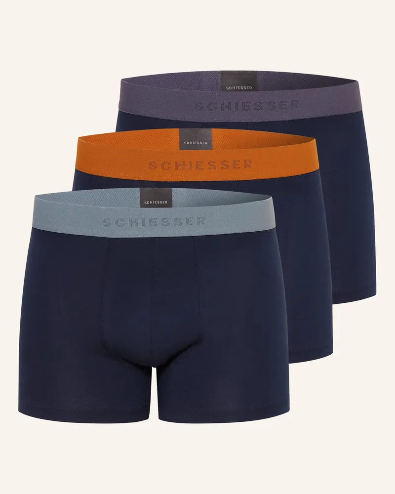 Schiesser 3er-Pack Boxershorts 95/5 blau Dunkelblau